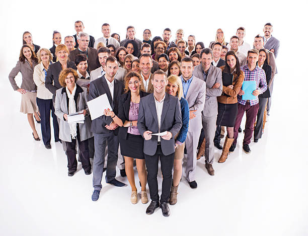 istock Group of happy business people with documents. 539207725