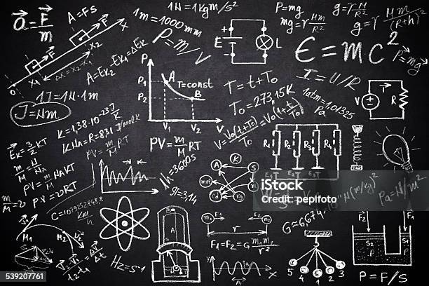 Physik Stockfoto und mehr Bilder von Mathematische Formel - Mathematische Formel, Schreibtafel, Bildhintergrund