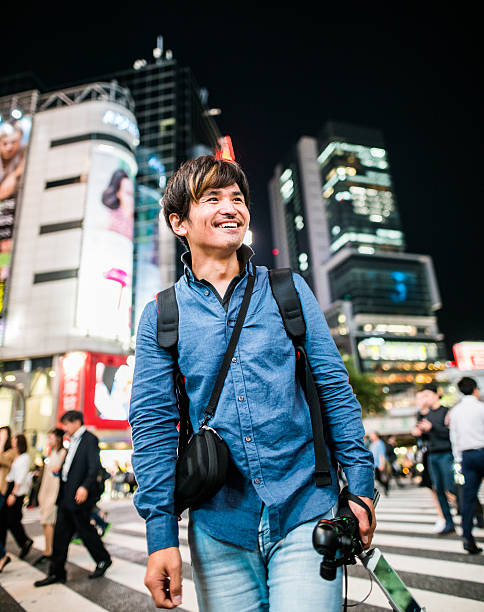 istock Japanese man walking on the street 539207842