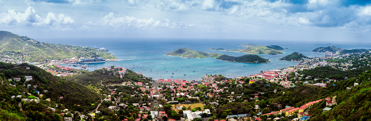 Pano of beautiful town of Charlotte Amalie on St. Thomas, United States Virgin Islands in the Caribbean