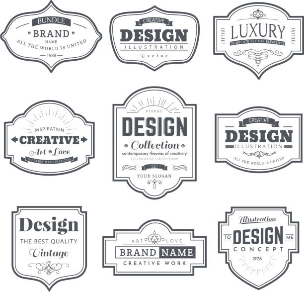 kreative jahrgang etiketten für retro-design - frame elegance bookplate certificate stock-grafiken, -clipart, -cartoons und -symbole