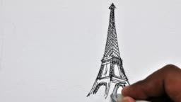 Video de stoc cu Desen Animat Turnul Eiffel Situat În Paris Timelape - secvența acum -
