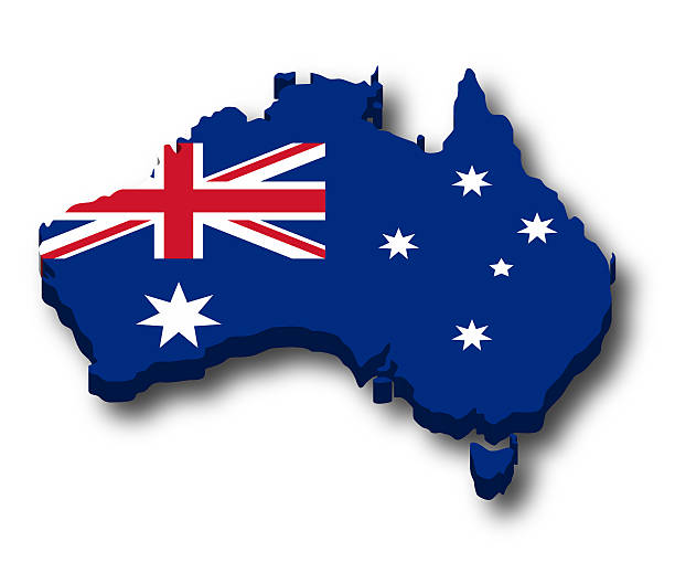3D Australian Flag Map stock photo
