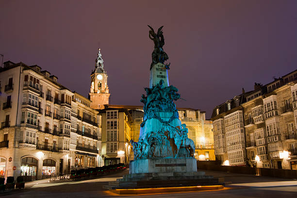 "Virgen Blanca" square in Vitoria, Spain. stock photo