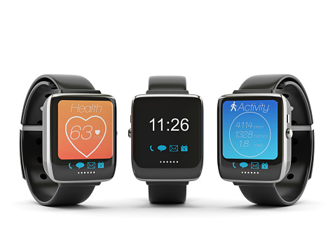 Smart watches on white background.