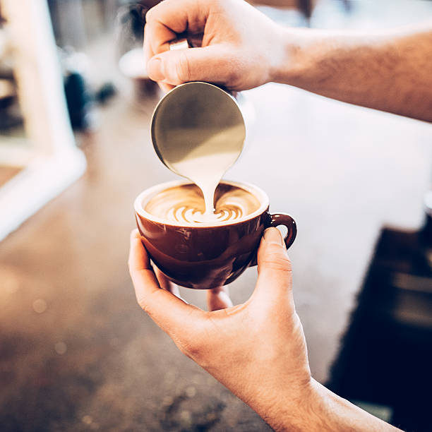 Barista Pouring Latte Froth Art
