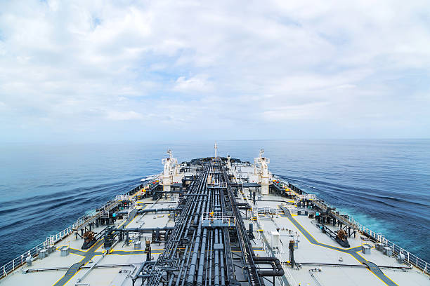 istock Big grey oil tanker underway in the open sea. 539217404