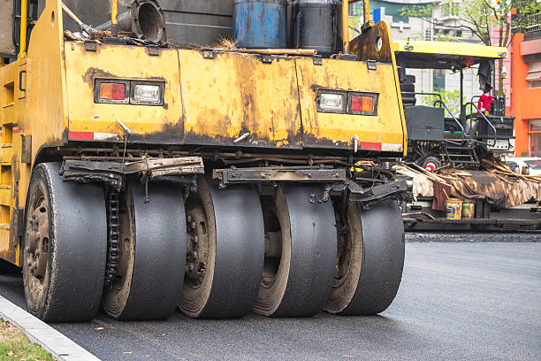 istock detail of road roller on road 539219016