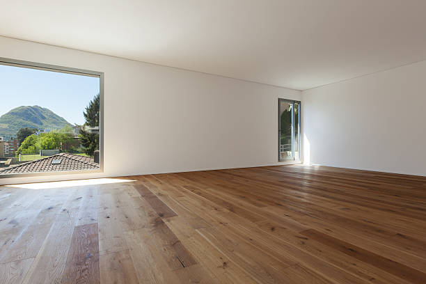 istock Interior, room with parquet floor and windows 539219870