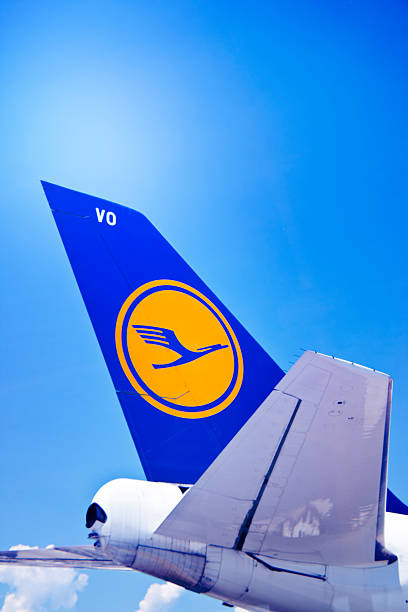 Rudder and Trim Tabs of a Lufthansa Aircraft stock photo