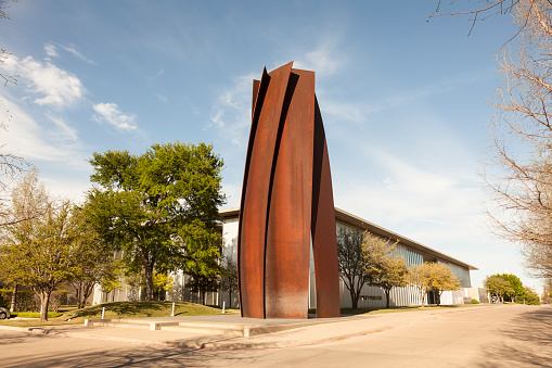 Fort Worth, TX, USA - April 6, 2016: Iron column at the Museum of Modern Art in Fort Worth.  Texas, United States