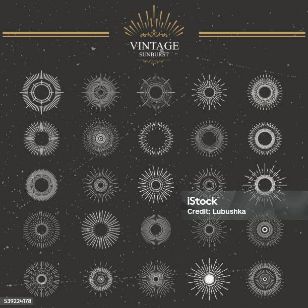 Designers Collection Of Sunburst Stock Illustration - Download Image Now - Circle, Retro Style, Sun