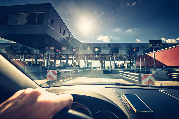 Highway toll station stock photo