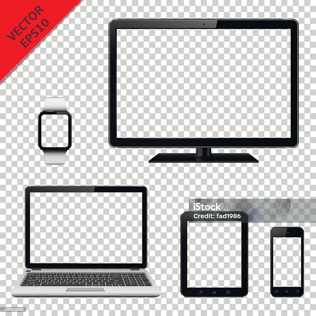 Transparent Computer Devices Modern Digital Devices With Transparent Screen Stock Illustration ...