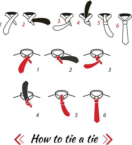 Vector illustration of How to tie a tie