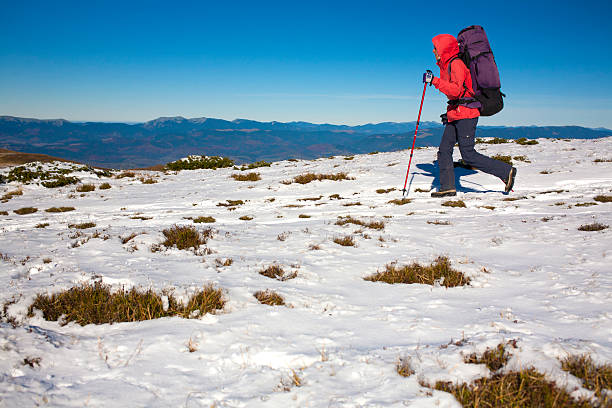 Woman engaged in fitness in the mountains.