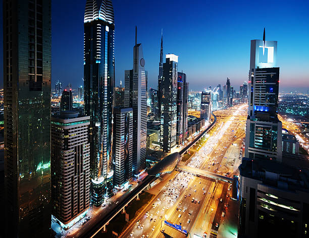 istock Dubai skyline in sunset time, United Arab Emirates 539232480