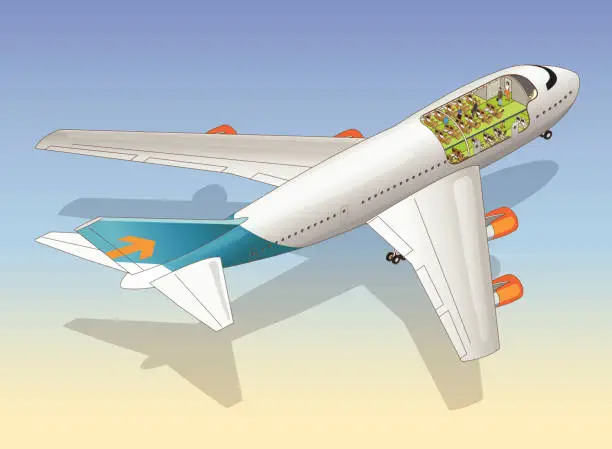 Vector illustration of airplane cutaway