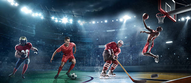 gemischte wichtigsten sports - ice hockey hockey puck playing shooting at goal stock-fotos und bilder