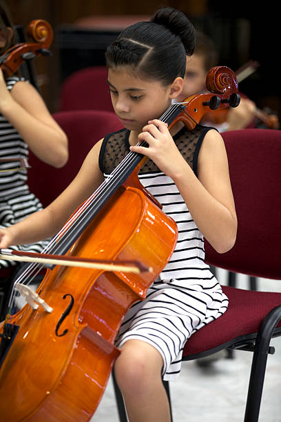 istock Young cellist plays in a concert with the orchestra. 539235853