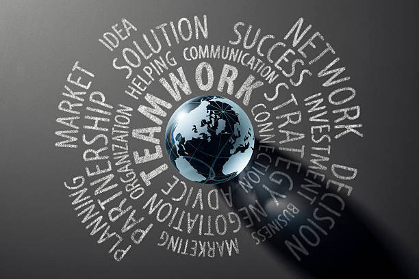 istock Business World Globe on Blackboard - Teamwork Backgrounds Partnership 539235951