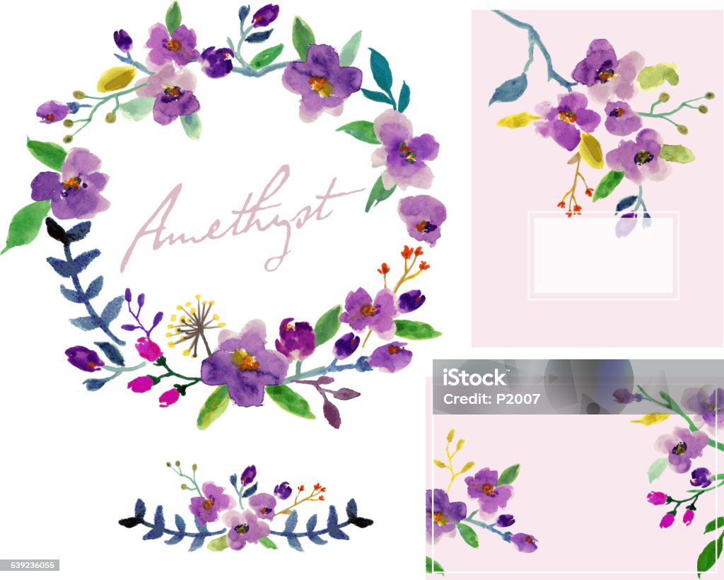 Juego de diseño de flores acuarela - arte vectorial de Flor libre de derechos