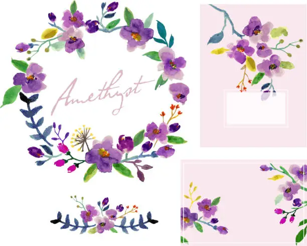 Vector illustration of Watercolor Floral Design Set