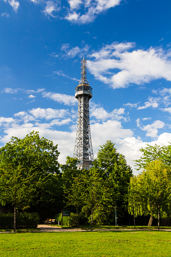Petrin Lookout Tower (1892), resembling Eiffel tower, Petrin Hill Park, Prague, Czech Republic