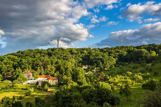 Petrin Lookout Tower (1892), resembling Eiffel tower, Petrin Hill Park, Prague, Czech Republic