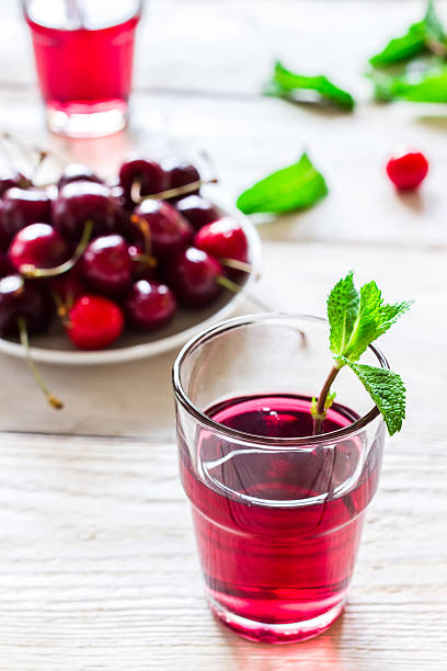 istock Refreshing summer homemade cocktail with cherry and mint. 539237586