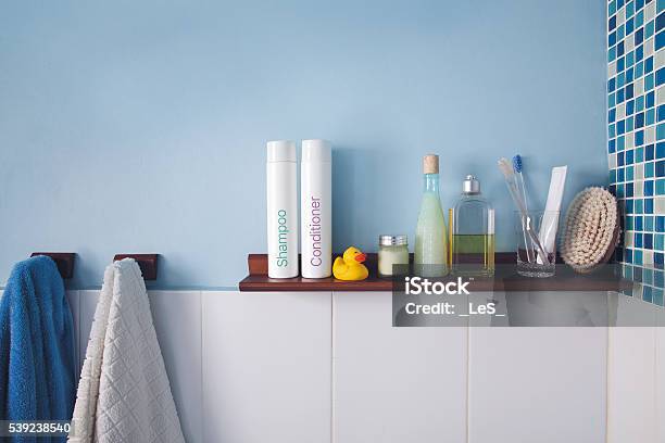 Bathroom Stock Photo - Download Image Now - Shelf, Domestic Bathroom, Blue