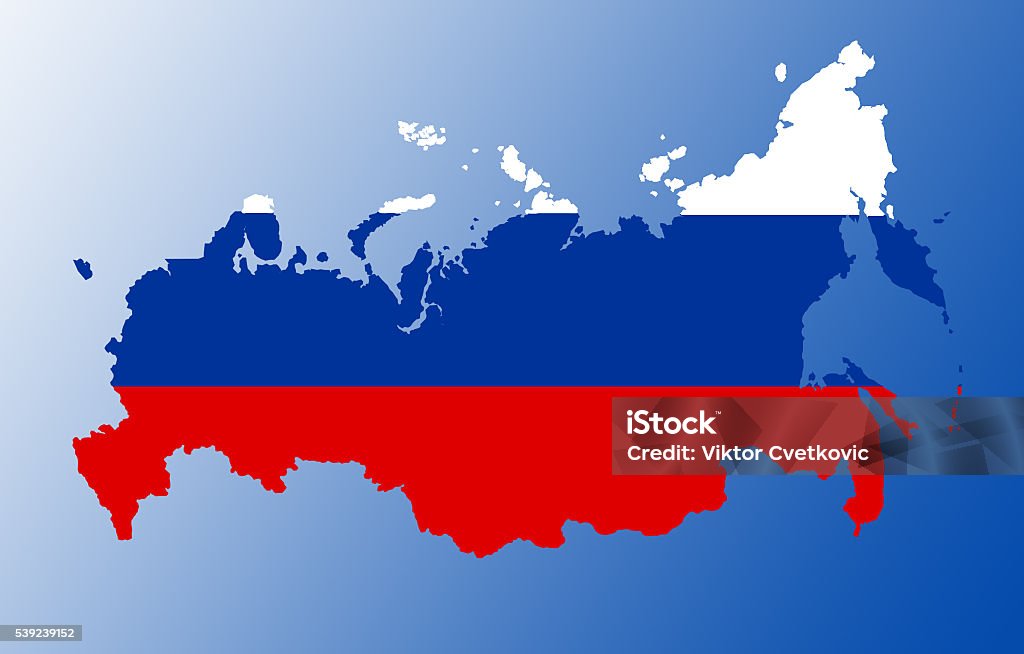 Russia Flag Map Stock Photo - Download Image Now - American Flag,  Authority, Blue - iStock