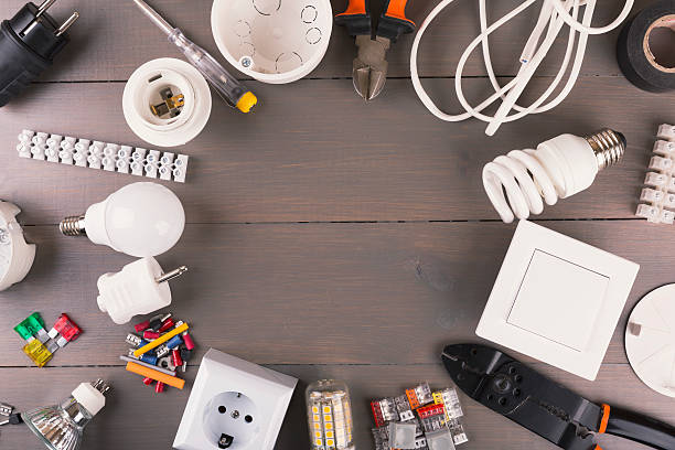 istock top view of electrical tools and equipment on wooden table 539239838