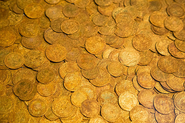 Gold coins stock photo