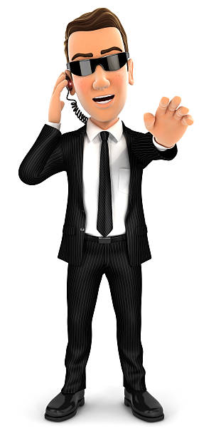 3d Security Agent Stop Gesture Stock Photo - Download Image Now - Bodyguard,  Three Dimensional, Cartoon - iStock