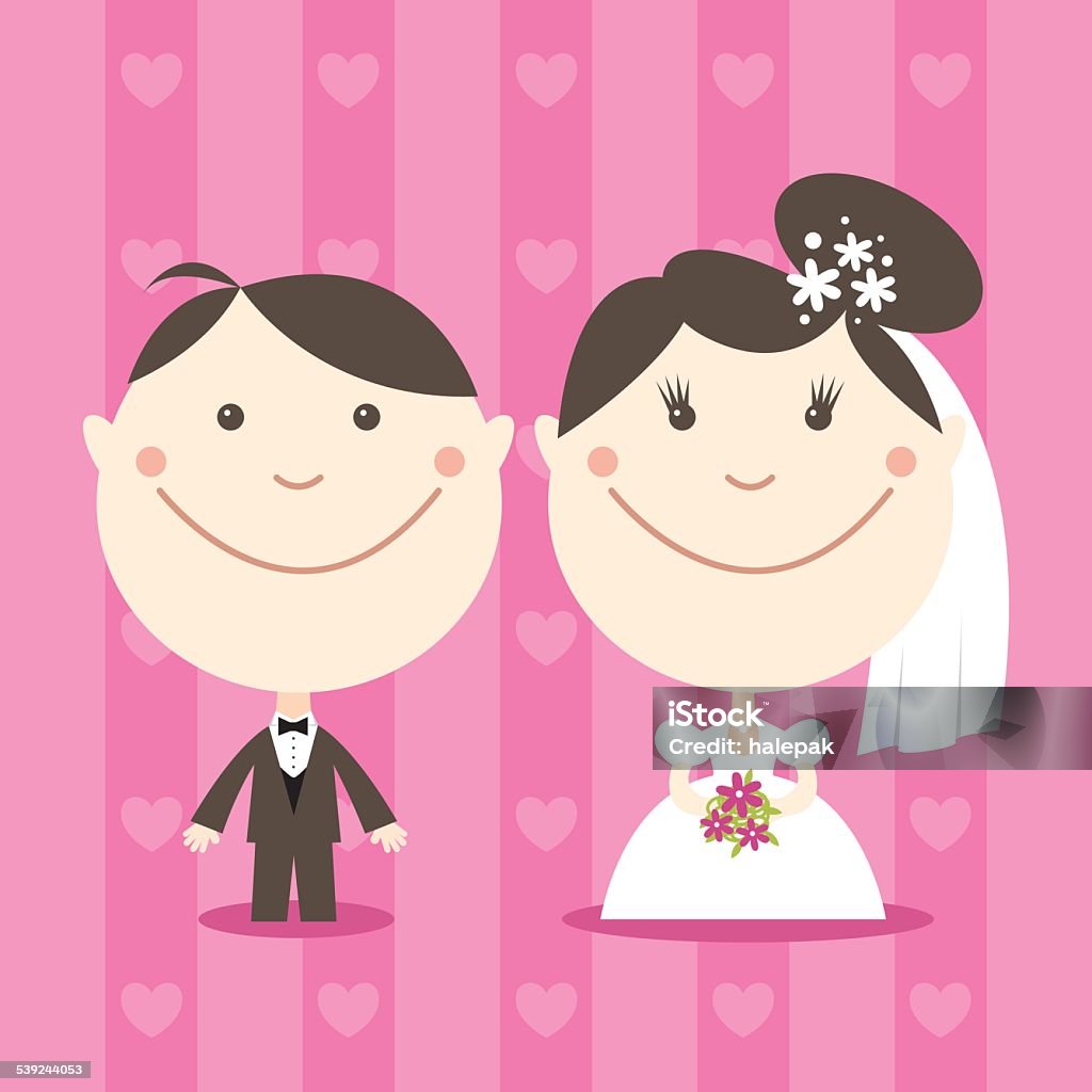 Novia y Groom- medio - arte vectorial de Invitación de boda libre de derechos