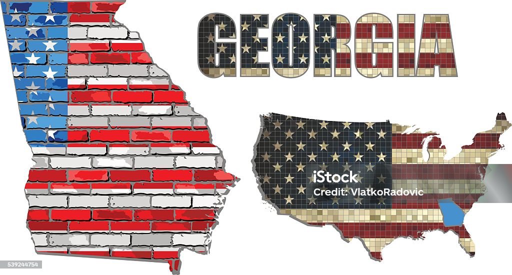 USA state of Georgia on a brick wall USA state of Georgia on a brick wall - Illustration, Architecture stock vector
