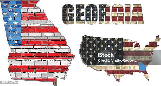 Usa State Of Georgia On A Brick Wall Stock Illustration - Download Image Now - Architecture, Art, Art And Craft
