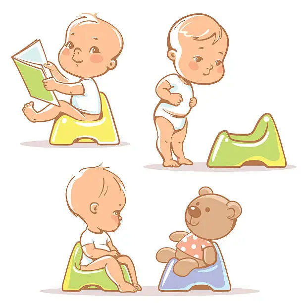 Vector illustration of Baby on potty.