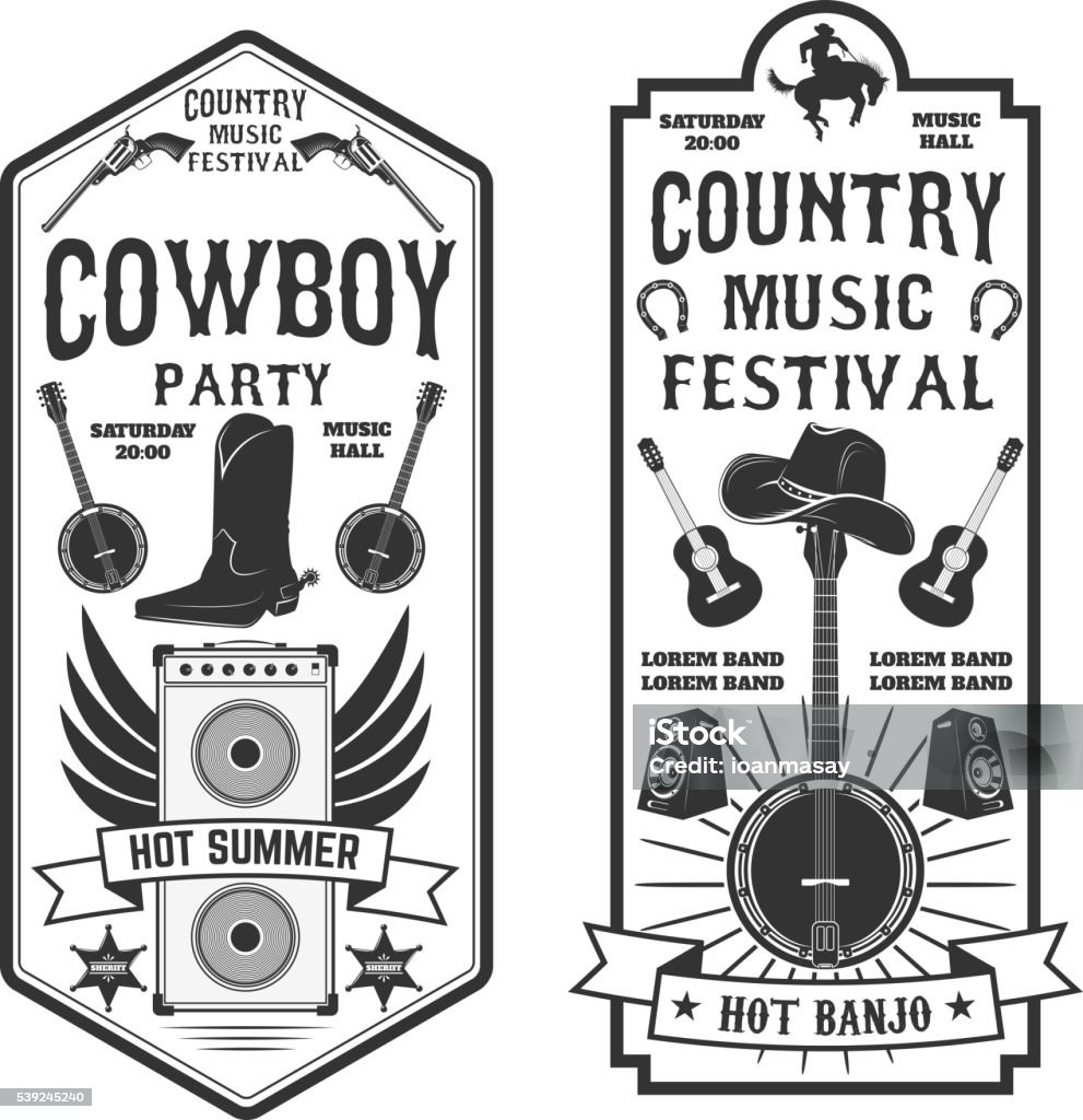 Country music festival flyer.  Cowboy party. Western music fest Country music festival flyer.  Cowboy party. Western music festival. Vector illustration Country and Western Music stock vector