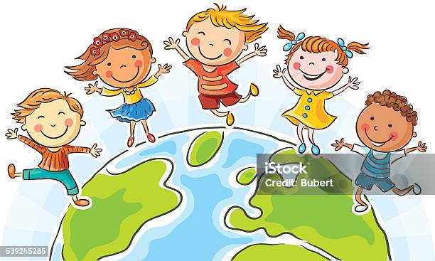 Kids And The Globe Stock Illustration - Download Image Now - Child, Globe - Navigational Equipment, Boys