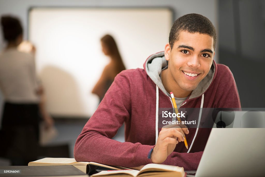 happy student in class Teenager Stock Photo