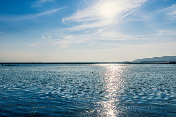 Scenery of the beautifully shining sea in Ogatsu bay, Japan