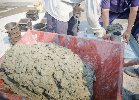 Concrete slump test before pouring a foundation