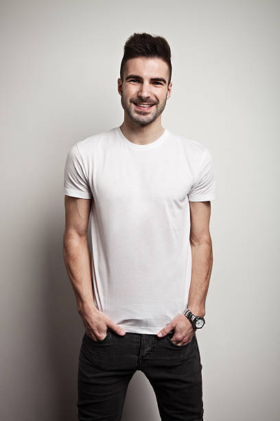 istock Smiling man in blank t-shirt 539246709