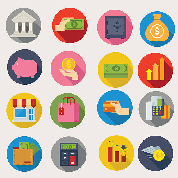 financial icons vector art illustration