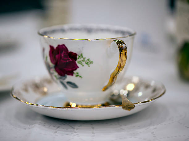Rose Pattern Tea Cup stock photo