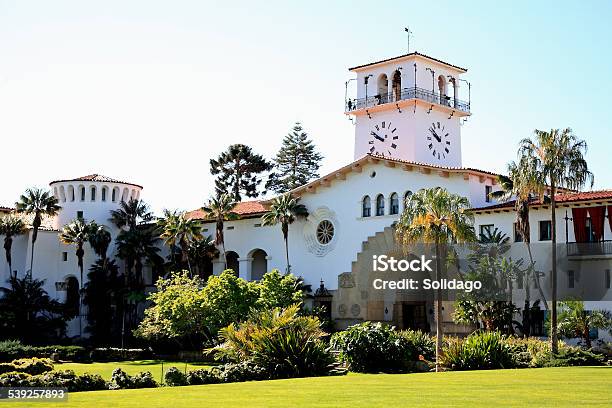 Historical Santa Barbara Courthouse And Gardens Stock Photo - Download Image Now - Santa Barbara - California, California, Courthouse