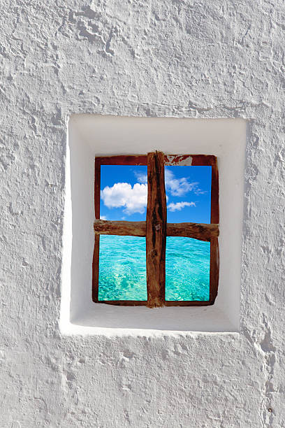 istock Balearic islands idyllic turquoise beach from house window 539258285