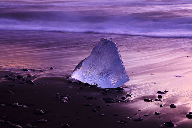 iceberg close up on the beach of Jokulsarlon, Iceland stock photo